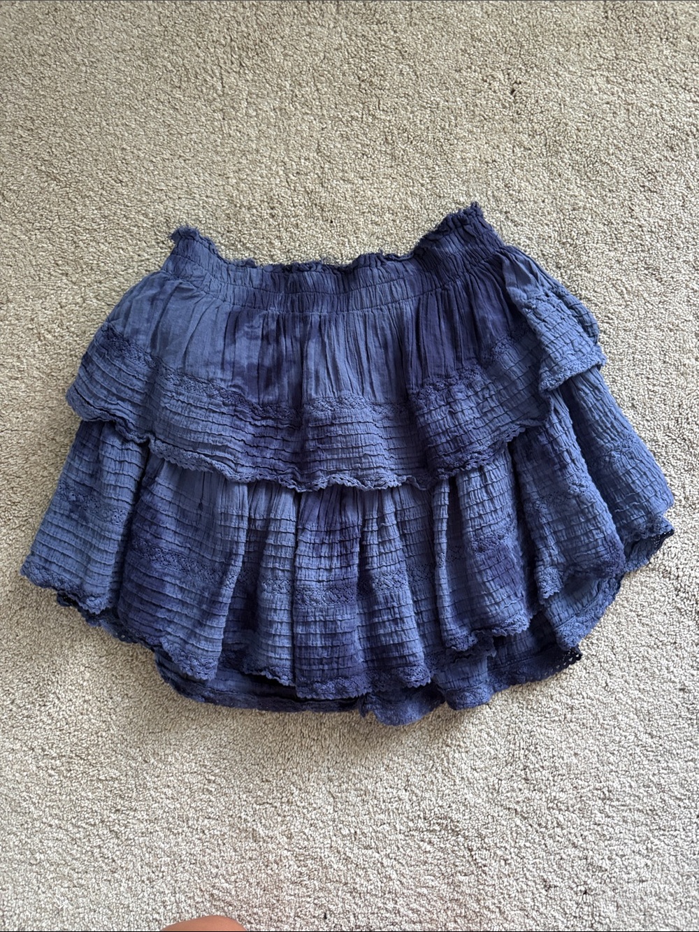 aerie Navy Layered Crinkle Skater Skirt